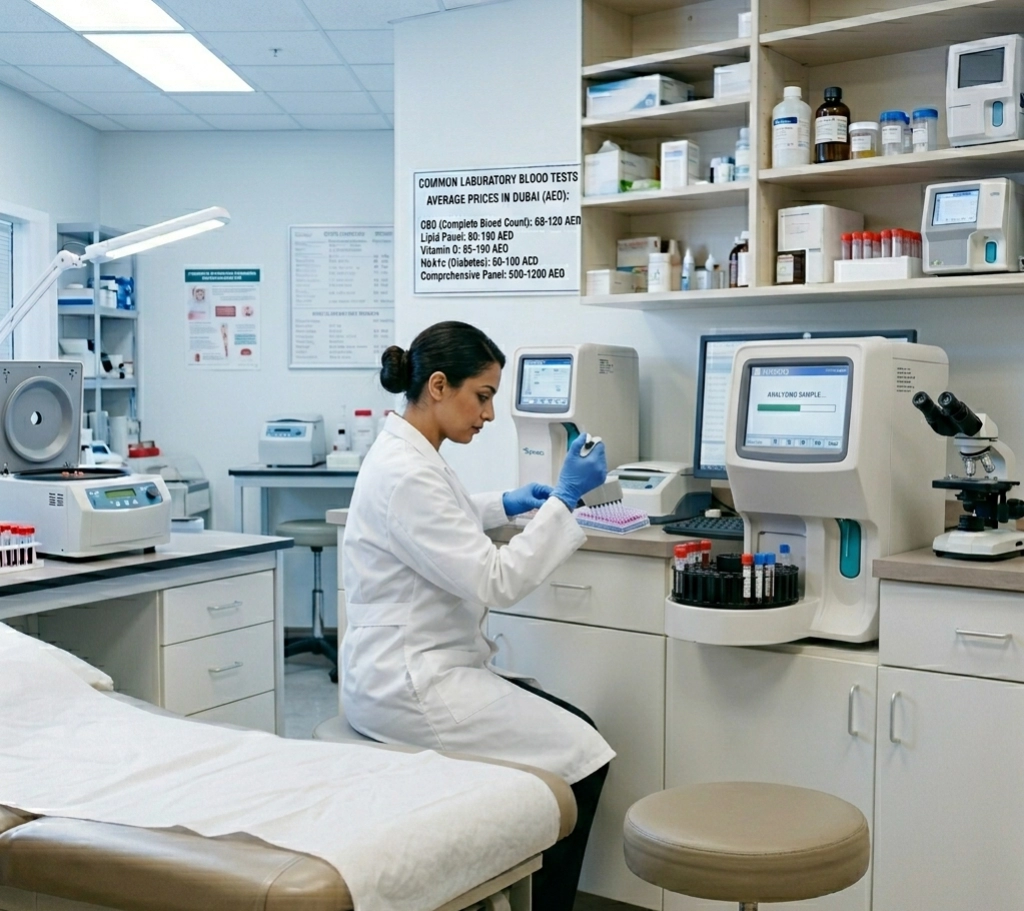 Lab Assistant conducting a test with blood samples