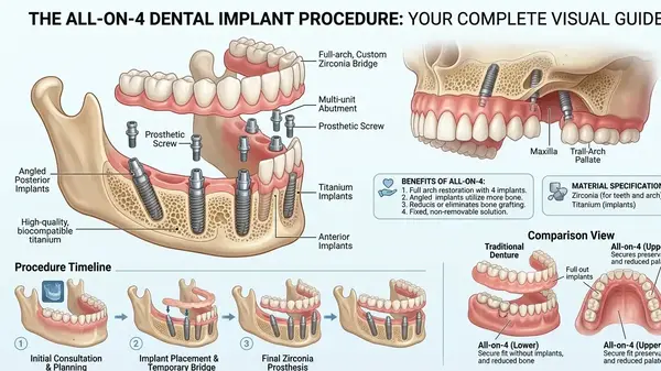 Diagram and explanation of all on 4 dental implant procedure