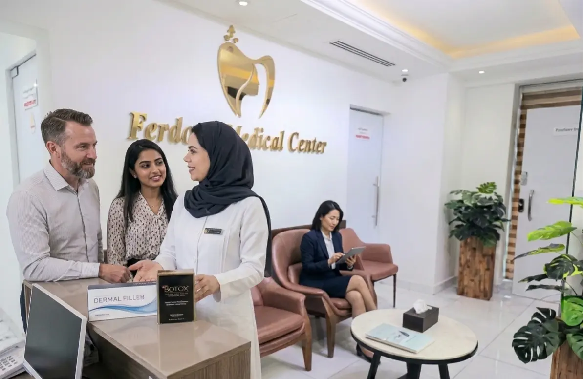 Dr. Paria consulting with a patient at Ferdows Medical Center